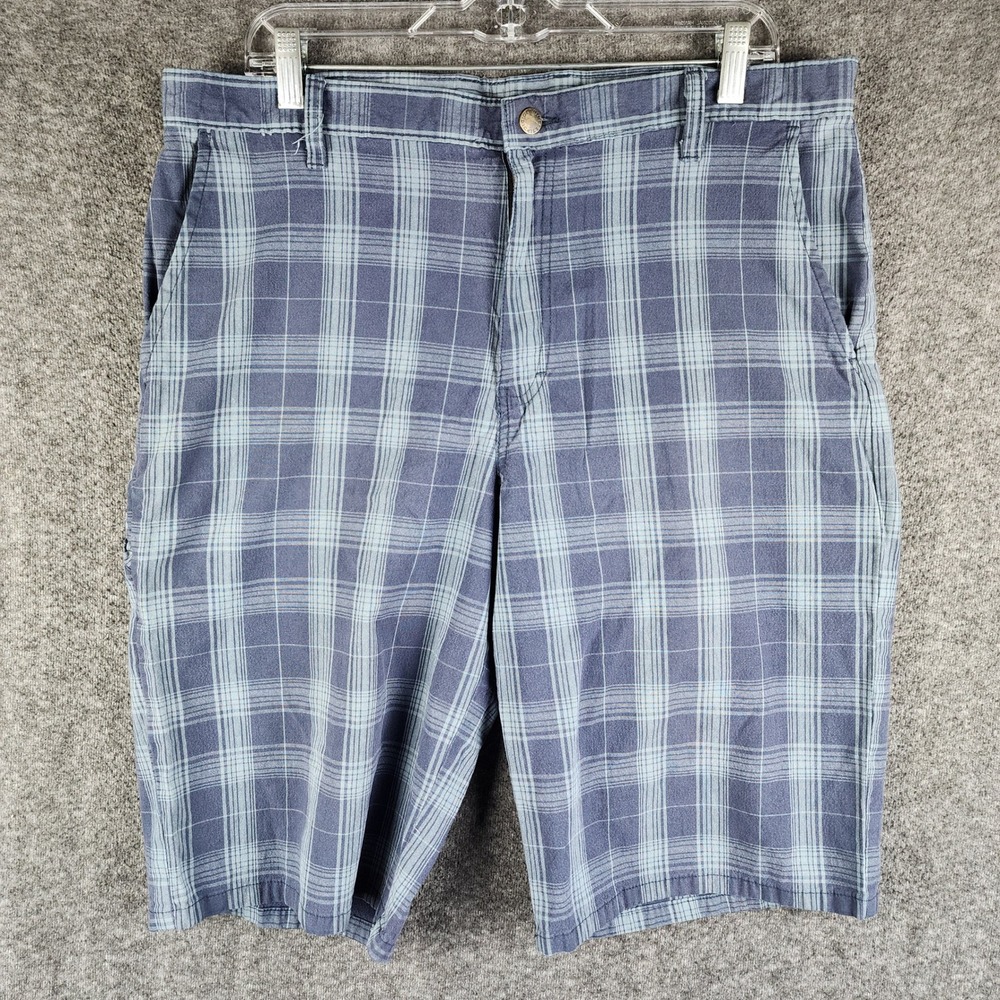 Genuine Dickies Shorts Mens 36 GR782RPUV Blue Plaid Utility EUC